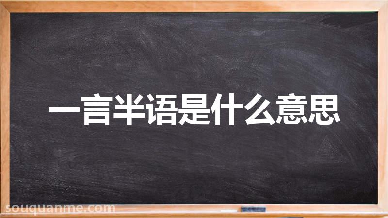 一言半语是什么意思 一言半语的拼音 一言半语的成语解释